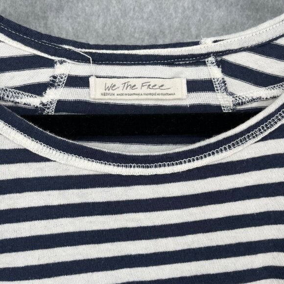 We the Free People Striped Angel Shirt Size M Navy Combo Distressed Oversized - Picture 5 of 12